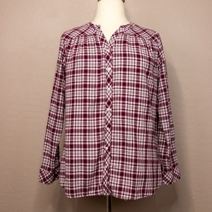 Croft & Barrow Checkered Long Sleeve Top XXL